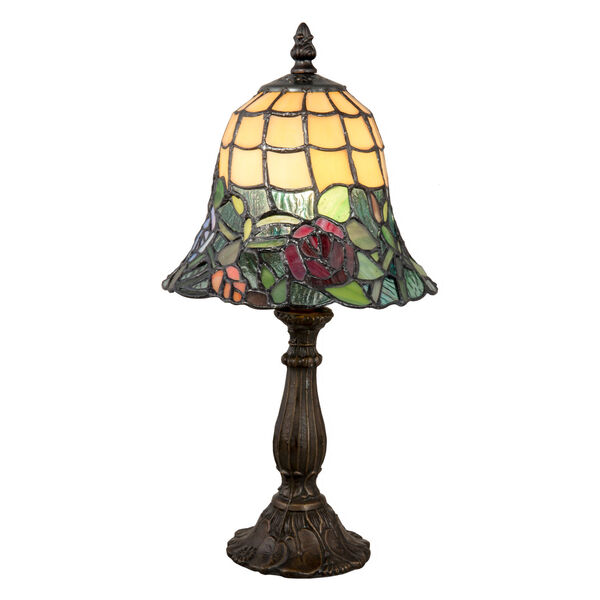 Walcott Rose Antique Brass One-Light Tiffany Accent Lamp, image 1