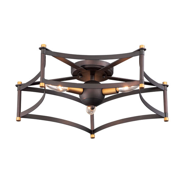 Wellington Oil Rubbed Bronze and Antique Brass 20-Inch Three-Light Adjustable Flush Mount, image 1