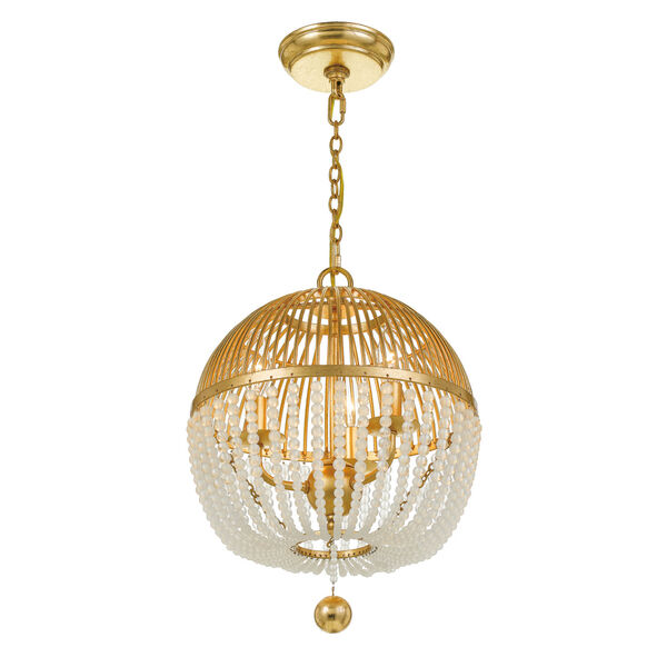 Duval Antique Gold Three-Light Chandelier, image 2
