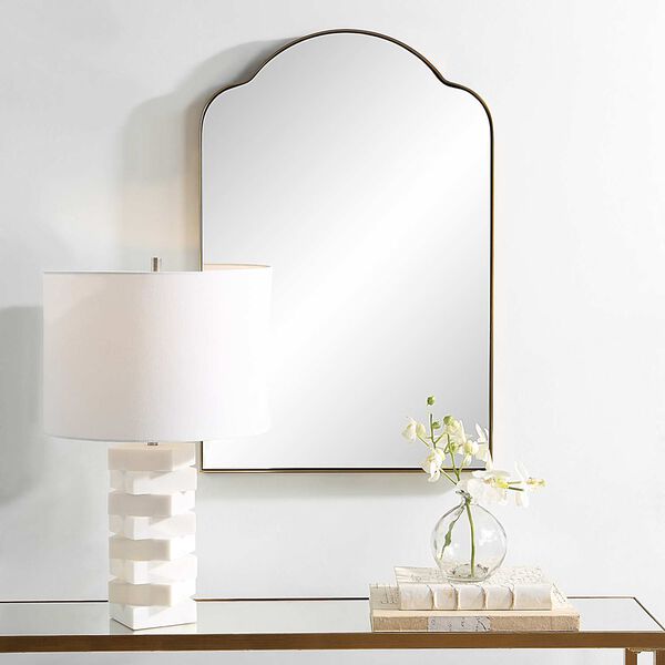 Sidney Brushed Brass Arch Wall Mirror, image 1