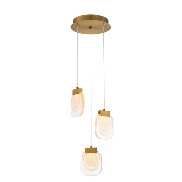 Paget Gold Three-Light LED Chandelier, image 1