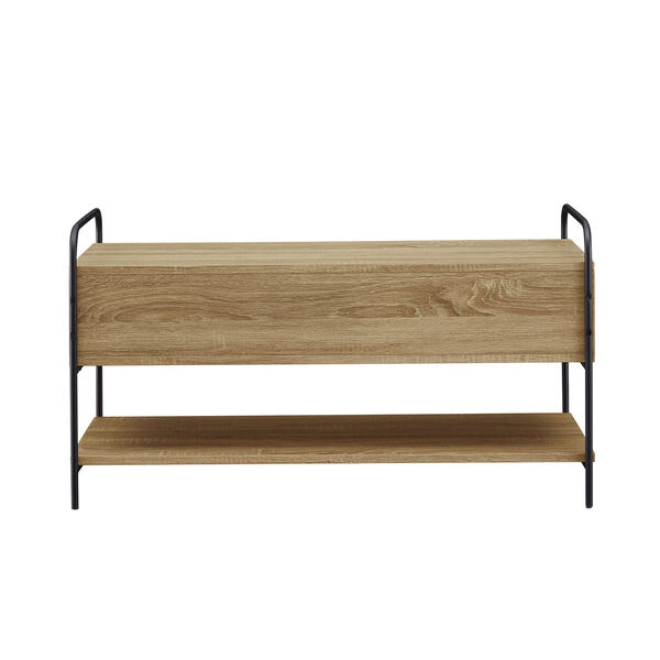 Mission Driftwood and Black Two Drawer Entry Bench with Shoe Storage, image 5