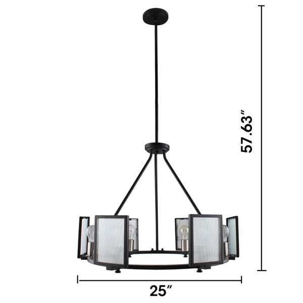 Henessy Black and Brushed Nickel 25-Inch Six-Light Chandelier, image 2
