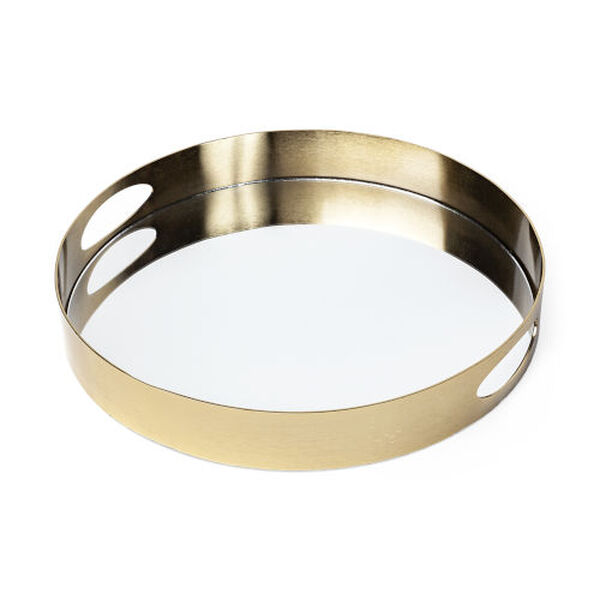 Serkis Gold Metal Mirrored Base Round Tray, image 1