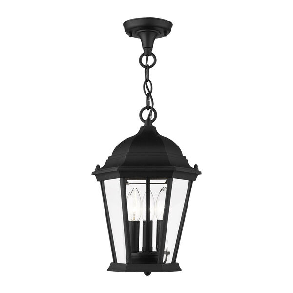 Hamilton Textured Black 10-Inch Three-Light Outdoor Pendant Lantern, image 1