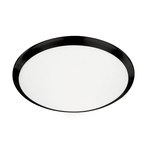 Black 15-Inch One-Light LED Flush Mount with White Opal Glass, image 1