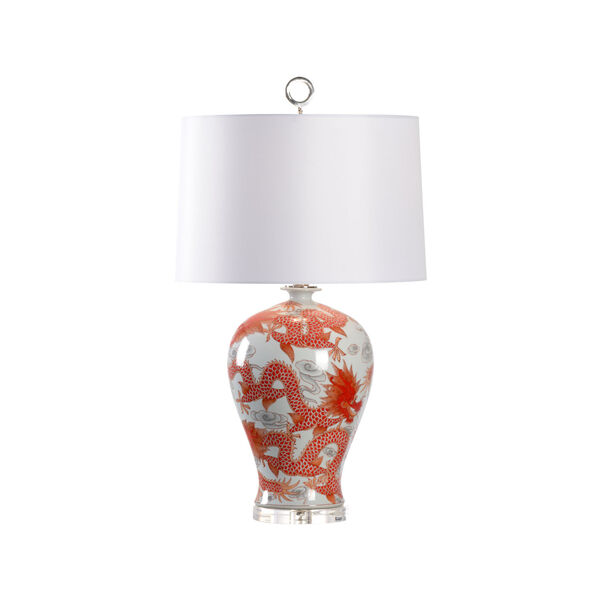 Off White and Red One-Light  Prosperity Lamp - Red, image 1