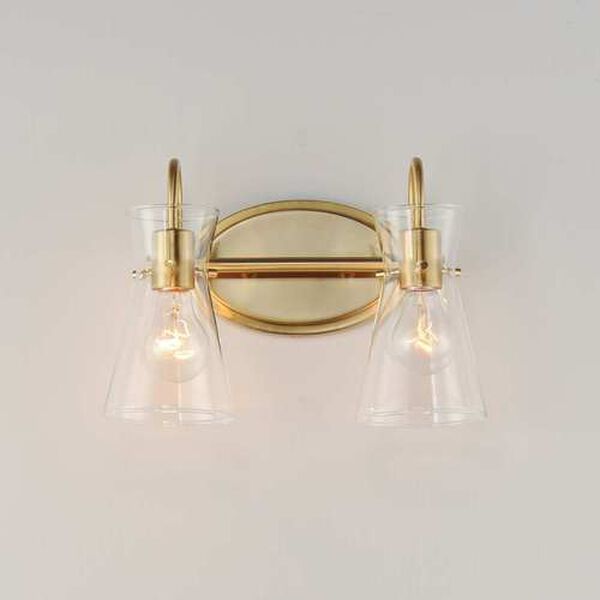 Ava Natural Aged Brass Two-Light Bath Vanity, image 3