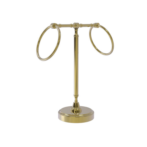 Retro Wave Unlacquered Brass Six-Inch Vanity Top Two-Towel Ring Guest Towel Holder, image 1