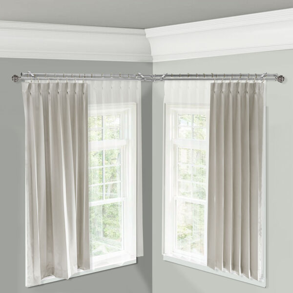 Eleanor Satin Nickel 48-Inch Corner Window Double Curtain Rod, image 2