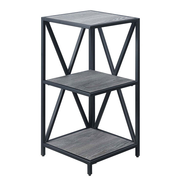 Tucson Weathered Gray and Black 13-Inch Three Tier Corner Bookcase, image 1