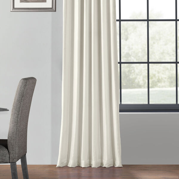 Ivory Blackout Vintage Textured Faux Dupioni Silk Single Panel Curtain 50 x 120, image 5
