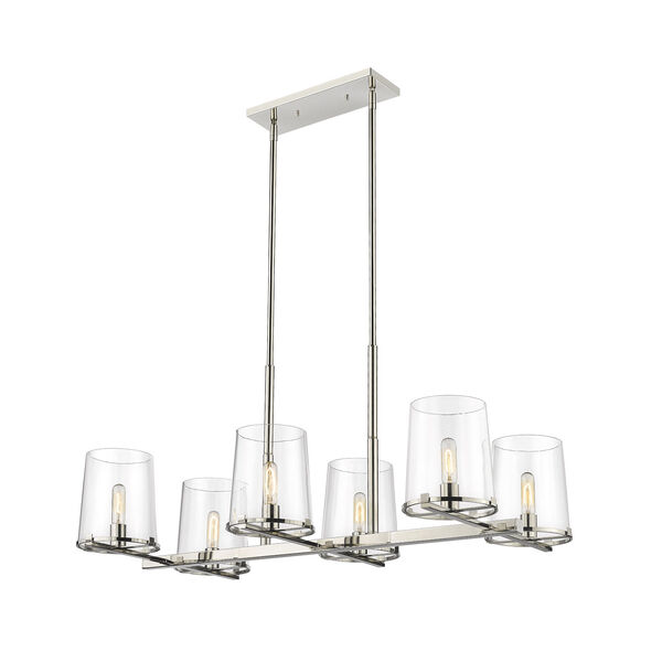 Callista Polished Nickel Six-Light Chandelier with Clear Glass Shade, image 1