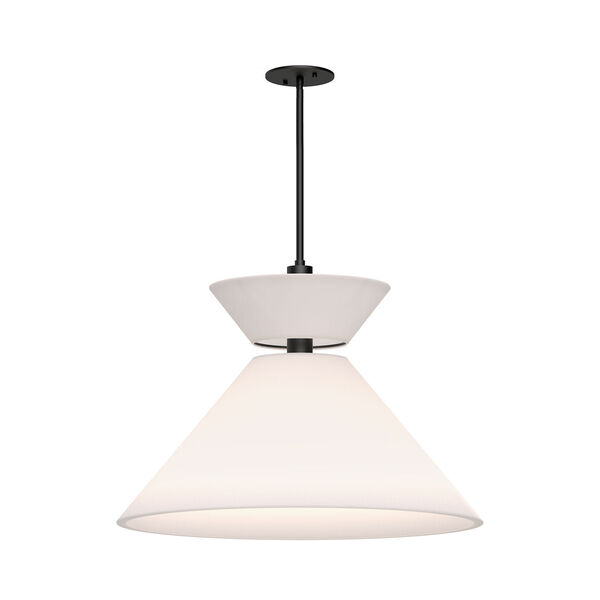 Chapelle Aged Gold and White One-Light Pendant with Linen Shade, image 1