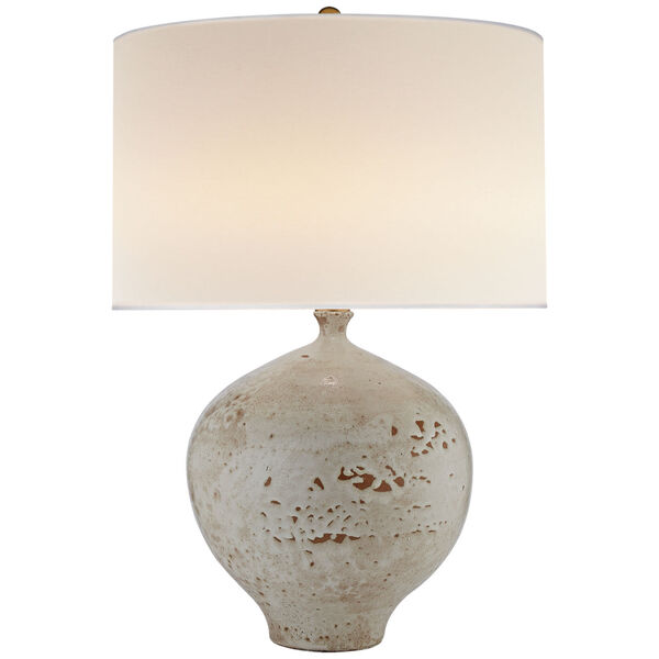Gaios Table Lamp in Pharaoh White with Linen Shade by AERIN, image 1