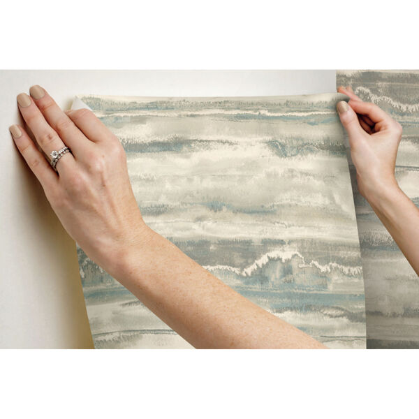 Simply Candice Taupe Blue High Tide Peel and Stick Wallpaper, image 6