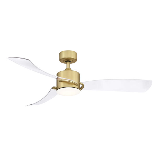 SculptAire Brushed Satin Brass 52-Inch LED Ceiling Fan with Clear Blades, image 1