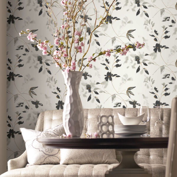 Simply Candice Black Linden Flower Peel and Stick Wallpaper, image 1