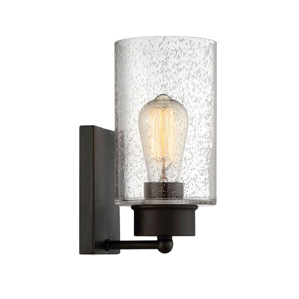 Nicollet Oil Rubbed Bronze One-Light Wall Sconce with Seeded Glass, image 3
