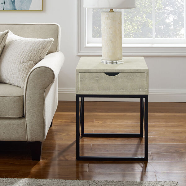Off White and Black Side Table with One Drawer, image 4