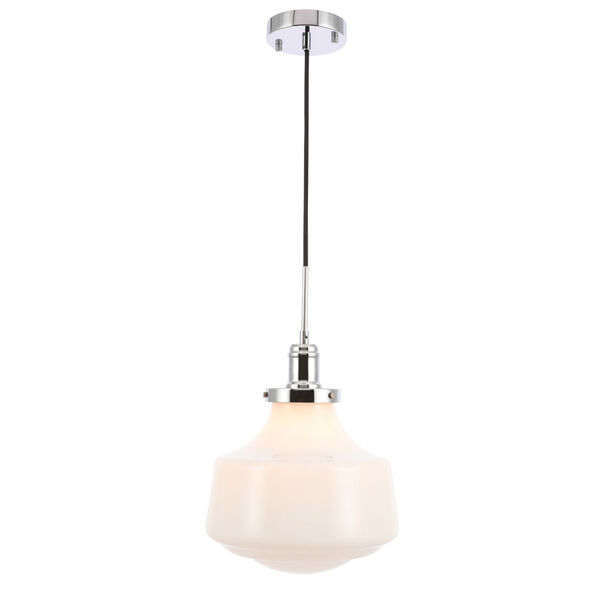 Lyle Chrome 11-Inch One-Light Pendant with Frosted White Glass, image 4