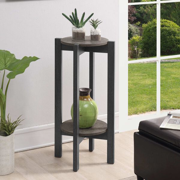 Newport Faux Cement and Weathered Gray 15-Inch Plant Stand, image 2
