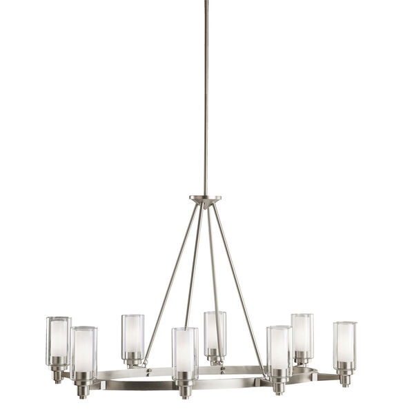 Circolo Brushed Nickel Eight-Light Oval Chandelier , image 1