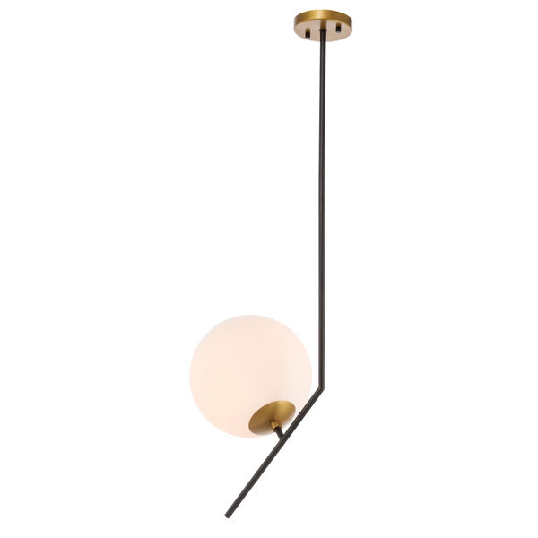 Ryland Black Brass One-Light Pendant with Frosted White Glass, image 5