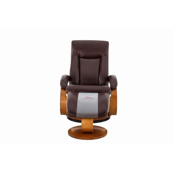 Selby Walnut Whisky Breathable Air Leather Manual Recliner with Ottoman, image 6