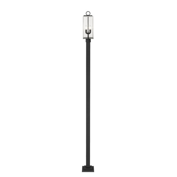 Sana Black 10-Inch Two-Light Outdoor Post Mounted Fixture with Seedy Shade, image 4