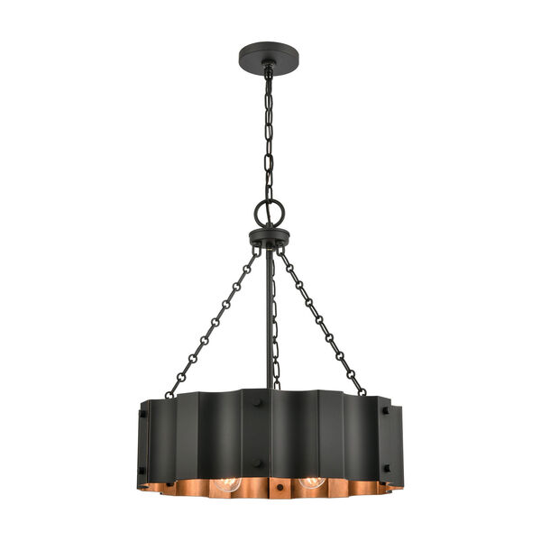 Clausten Black and Gold Four-Light Chandelier, image 1
