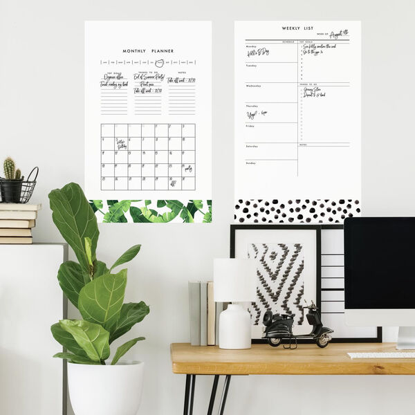 Monthly Planner Dry Erase White, Green And Black Peel and Stick Gaint Wall Decal - SAMPLE SWATCH ONLY, image 1