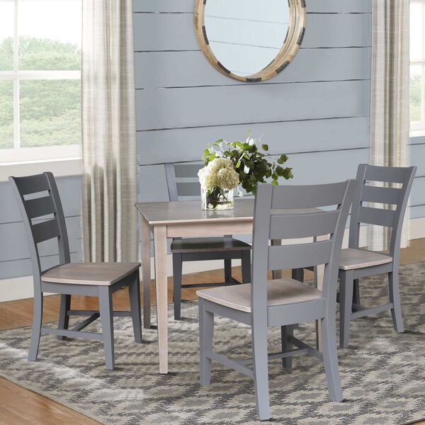 Washed Gray Clay Taupe 36 x 36 Inch Dining Table with Four Chairs, image 2