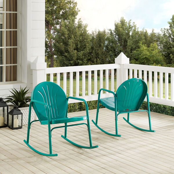 Griffith Turquoise Gloss Outdoor Rocking Chairs, Set of Two, image 5