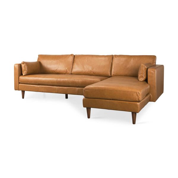 Elto Tan Leather Right Chaise Sectional Sofa, image 1