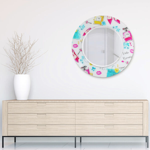 Beautiful Pink 36 x 36-Inch Round Beveled Wall Mirror, image 5