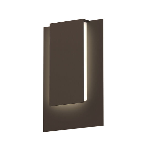 Inside-Out Reveal Textured Bronze Short LED Wall Sconce with White Optical Acrylic Diffuser, image 1