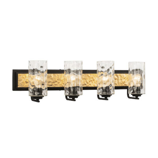 Hammer Time Carbon and French Gold Four-Light Bath Vanity, image 1