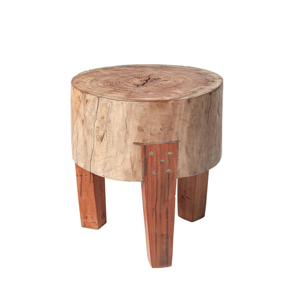 Asco Brown 15-Inch Solid Reclaimed Wood Stool, image 1