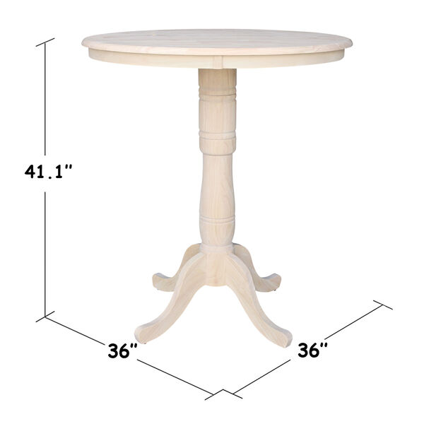 Unfinished 36-Inch Round Pedestal Bar Height Table, image 2