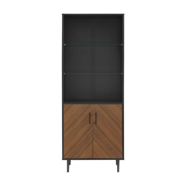 Hampton Solid Black and Brown Bookmatch Door Two-Tone Hutch, image 2