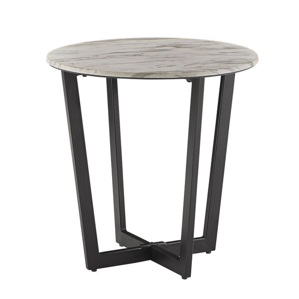 Danica White Faux Marble End Table, image 1