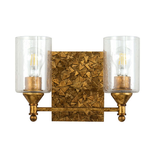 Mosaic Gold Leaf with Antique Two-Light Bath Vanity, image 1