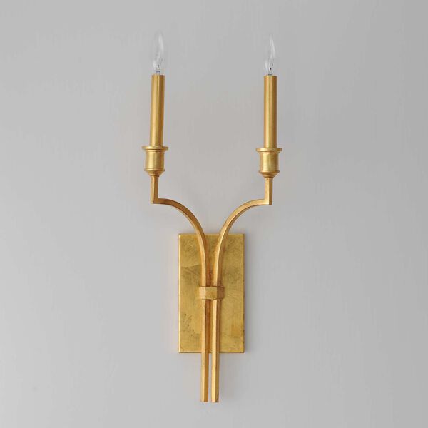 Normandy Gold Leaf Two-Light Wall Sconce, image 2