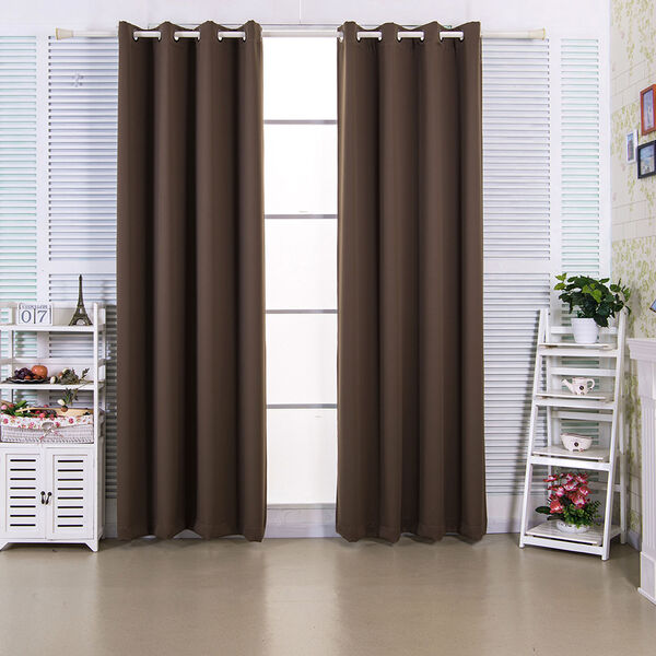Hazelnut Brown Edessa Premium Solid Insulated Thermal Grommet Blackout Window Panel Pair 52 x 96, image 1