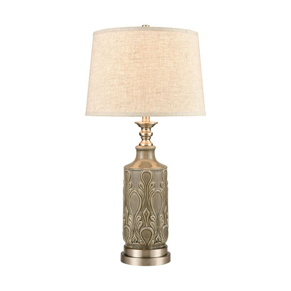 Strangford Gray Grey Glaze Satin Nickel One-Light Table Lamp, image 1