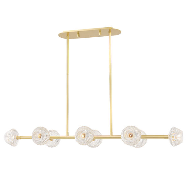 Barclay Aged Brass Eight-Light Chandelier, image 1