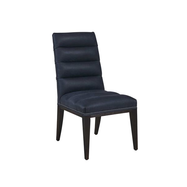 Zanzibar Black Blue Leather Side Chair, image 1