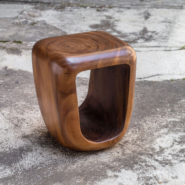 Loophole Brown Wooden Accent Stool, image 4