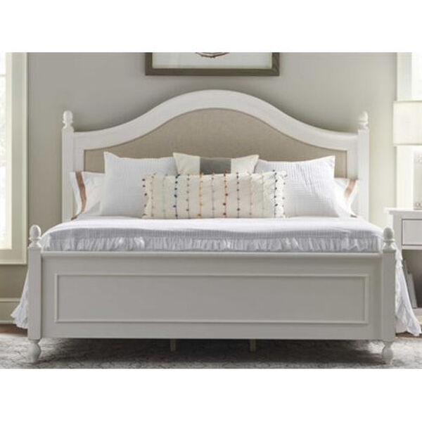 White Arched Paneled Wood Framed Upholstered King Bed, image 2